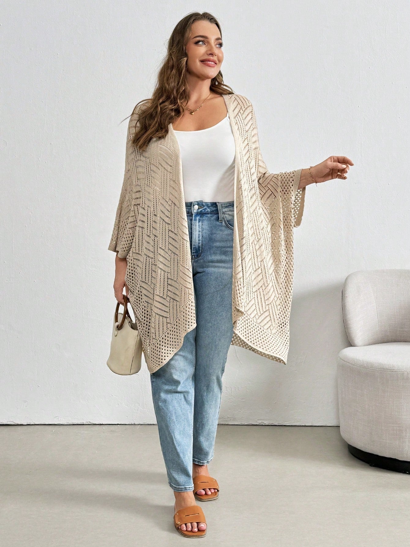 Cardigan Feminina de Praia com Efeito Vazado - Nicole