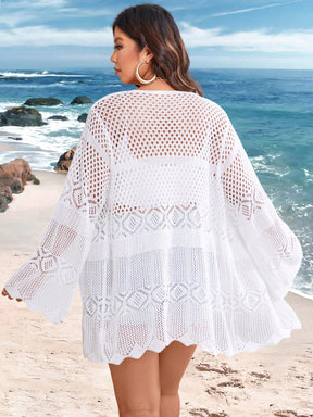 Cardigan Feminina de Praia Vazada com Amarração Frontal - Liana