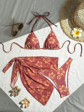 Conjunto Praia Hibiscus 3 Peças