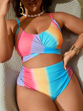 Biquini feminino colorido cintura alta