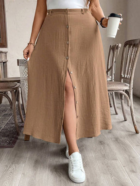Saia Feminina de Algodão Comprimento Médio com Botões - Rossela