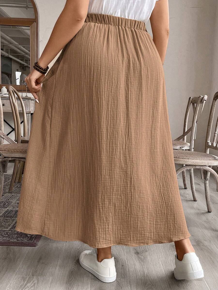 Saia Feminina de Algodão Comprimento Médio com Botões - Rossela