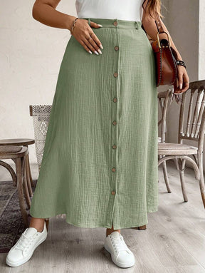 Saia Feminina de Algodão Comprimento Médio com Botões - Rossela