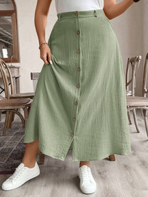 Saia Feminina de Algodão Comprimento Médio com Botões - Rossela