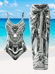 Maiô com saída de praia feminino e estampado Adriely