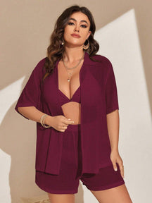 Conjunto de 2 Peças Feminino de Praia com Modelagem Solta e Shorts de Cobertura - Dália