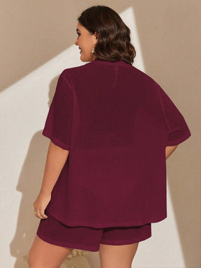 Conjunto de 2 Peças Feminino de Praia com Modelagem Solta e Shorts de Cobertura - Dália